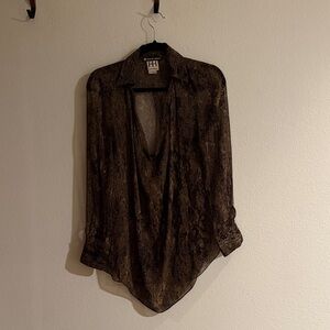 Haute Hippie Dark Sheer Blouse